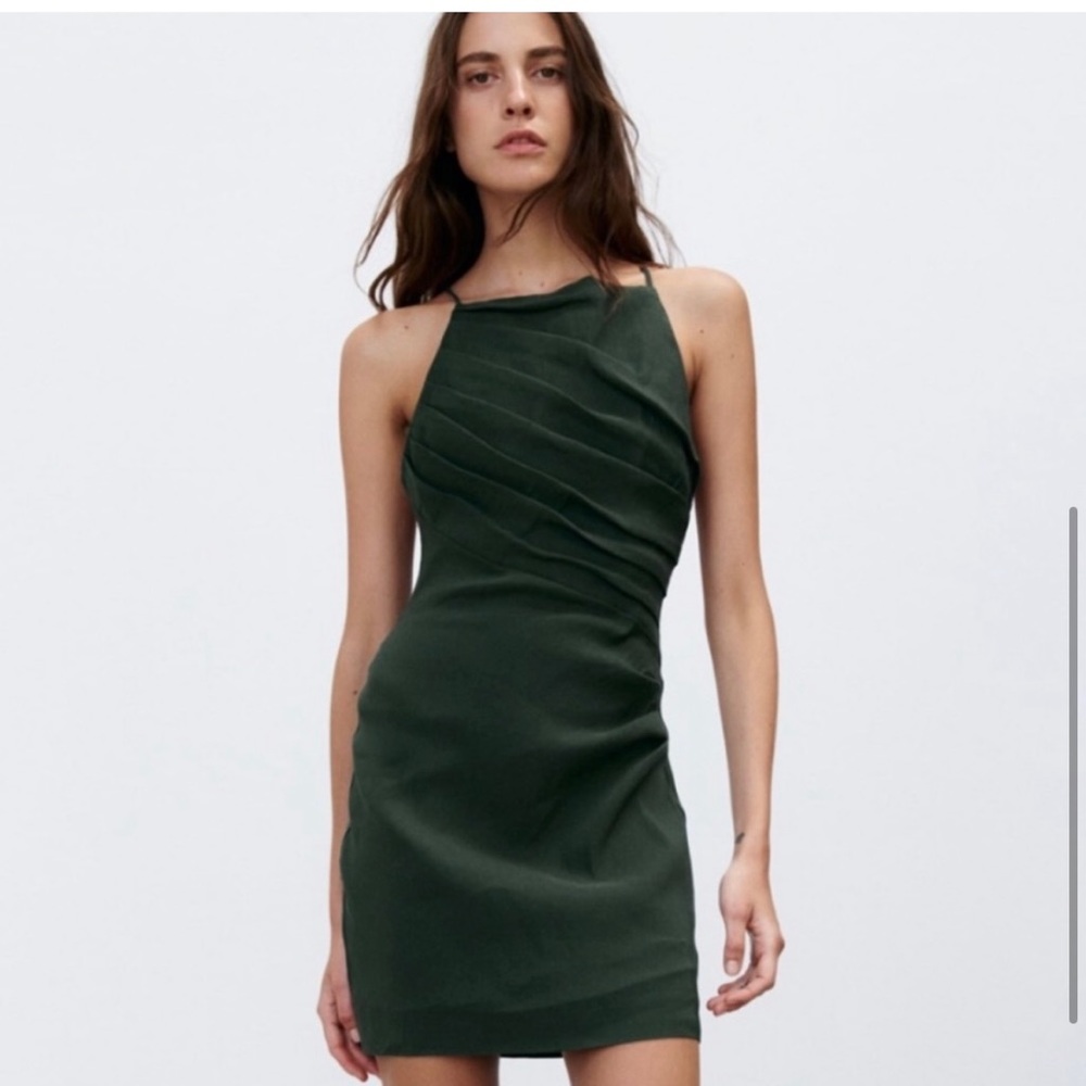 Zara Olive Green Mini Dress - M